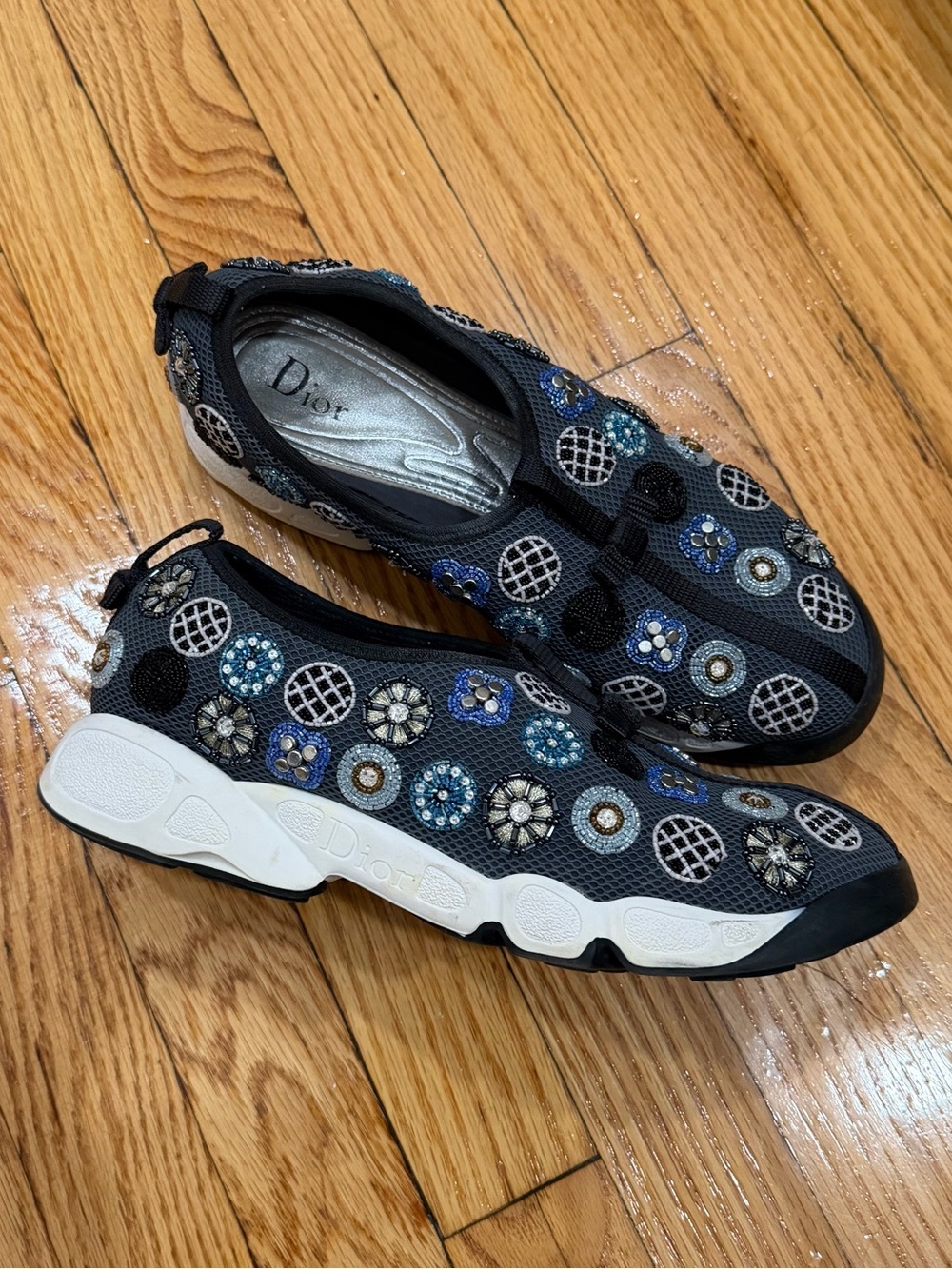 Dior Fusion Beaded Mesh Slip-On Sneakers
